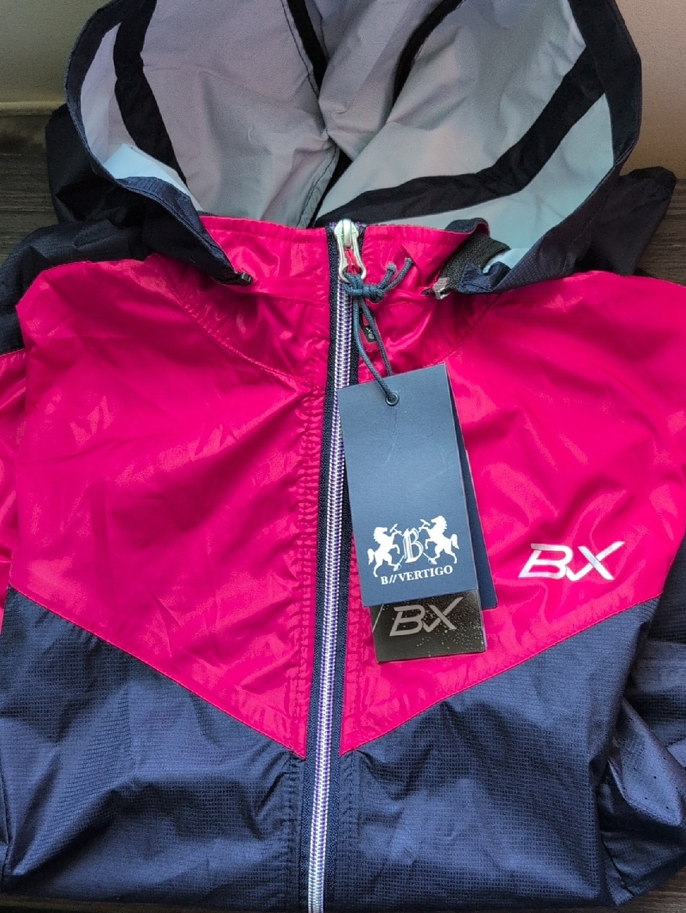 BX B/Vertigo Two-Tone Windbreaker Jacket - Pink & Navy Sz 8 Riding Jacket